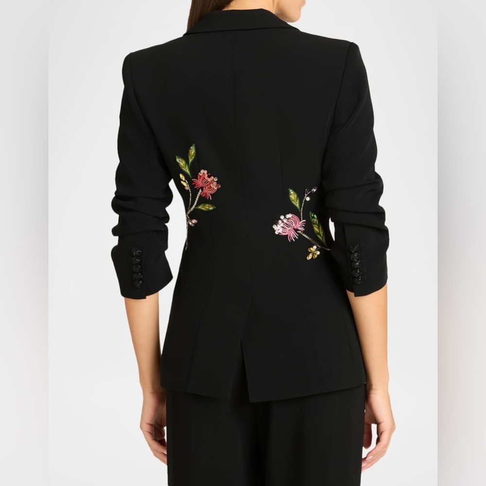 Cinq a Sept Floral Mixed Media Scrunched Cheyenne Blazer - Picture 5 of 10